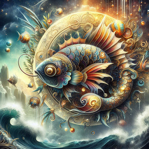 Twelve Zodiac Signs-Pisces 30*30CM(Canvas) Full Round Drill Diamond Painting