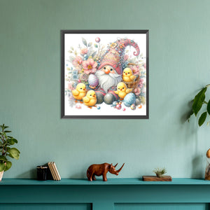 Beautiful Gnome And Chick 30*30CM(Canvas) Full Round Drill Diamond Painting
