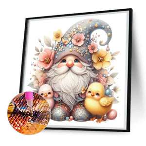 Beautiful Gnome And Chick 30*30CM(Canvas) Full Round Drill Diamond Painting