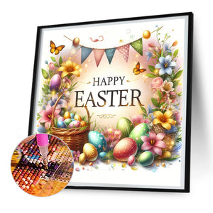 Happy Easter 30*30CM(Canvas) Full Round Drill Diamond Painting