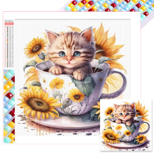 Load image into Gallery viewer, Sunflower Teacup Cat 30*30CM(Picture) Full Square Drill Diamond Painting
