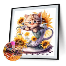 Load image into Gallery viewer, Sunflower Teacup Cat 30*30CM(Picture) Full Square Drill Diamond Painting
