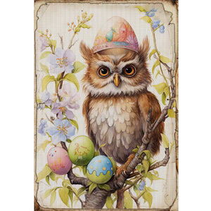 Retro Poster-Easter Egg Owl - 40*60CM 11CT Stamped Cross Stitch