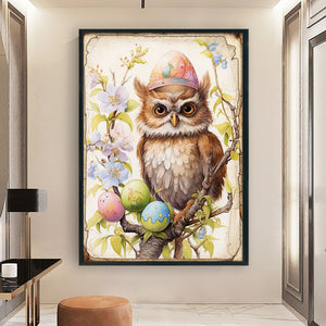 Retro Poster-Easter Egg Owl - 40*60CM 11CT Stamped Cross Stitch