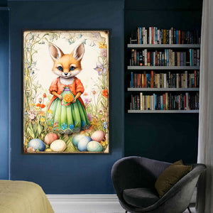 Retro Poster-Easter Egg Fox - 40*60CM 11CT Stamped Cross Stitch