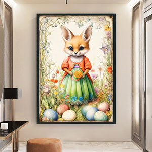 Retro Poster-Easter Egg Fox - 40*60CM 11CT Stamped Cross Stitch
