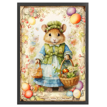Load image into Gallery viewer, Retro Poster-Easter Egg Mouse - 40*60CM 11CT Stamped Cross Stitch
