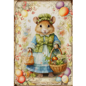 Retro Poster-Easter Egg Mouse - 40*60CM 11CT Stamped Cross Stitch