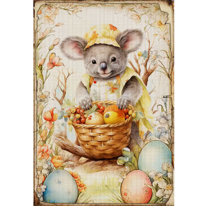 Retro Poster-Easter Egg Koala - 40*60CM 11CT Stamped Cross Stitch