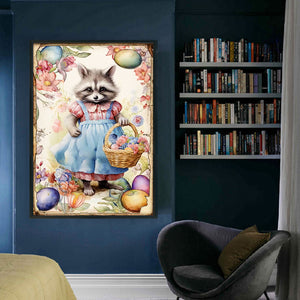 Retro Poster - Easter Egg Raccoon - 40*60CM 11CT Stamped Cross Stitch