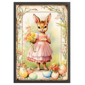 Retro Poster-Easter Egg Deer - 40*60CM 11CT Stamped Cross Stitch