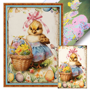 Retro Poster-Easter Egg Chick - 40*60CM 11CT Stamped Cross Stitch