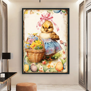 Retro Poster-Easter Egg Chick - 40*60CM 11CT Stamped Cross Stitch