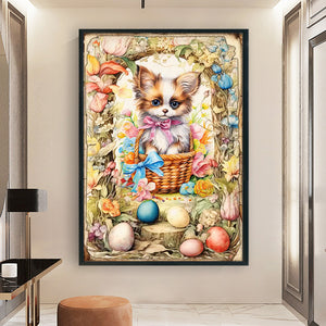 Retro Poster-Easter Egg Puppy - 40*60CM 11CT Stamped Cross Stitch
