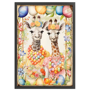 Retro Poster-Easter Egg Giraffe - 40*60CM 11CT Stamped Cross Stitch