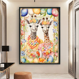 Retro Poster-Easter Egg Giraffe - 40*60CM 11CT Stamped Cross Stitch