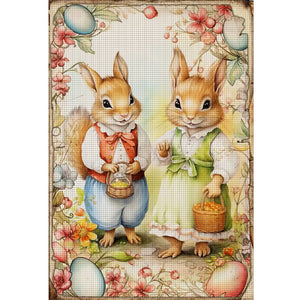 Retro Poster - Easter Egg Squirrel - 40*60CM 11CT Stamped Cross Stitch