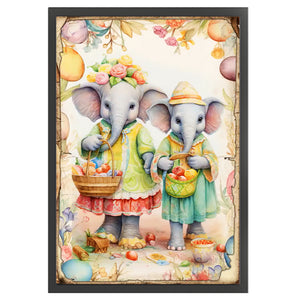 Retro Poster-Easter Egg Elephant - 40*60CM 11CT Stamped Cross Stitch