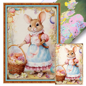 Retro Poster-Easter Egg Mouse - 40*60CM 11CT Stamped Cross Stitch