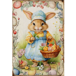 Retro Poster-Easter Egg Bunny - 40*60CM 11CT Stamped Cross Stitch