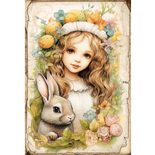 Load image into Gallery viewer, Retro Poster - Bunny And Girl - 40*60CM 11CT Stamped Cross Stitch
