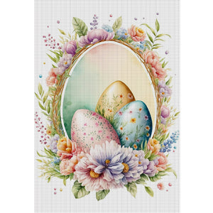 Retro Poster-Flowers And Easter Eggs - 40*60CM 11CT Stamped Cross Stitch