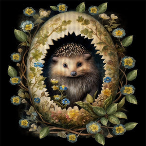 Easter Hedgehog - 45*45CM 11CT Stamped Cross Stitch