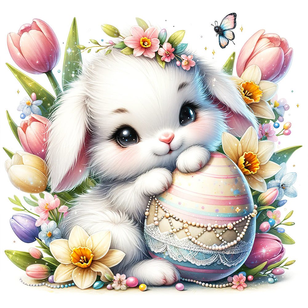 Lop-Eared Rabbit And Easter Eggs 30*30CM(Canvas) Full Round Drill Diamond Painting