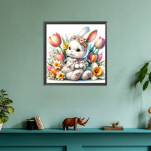 Load image into Gallery viewer, Flowers And Elegant Bunny 30*30CM(Canvas) Full Round Drill Diamond Painting
