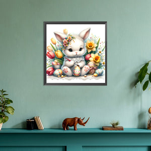 Little Bunny Painting Easter Eggs 30*30CM(Canvas) Full Round Drill Diamond Painting