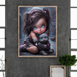 Punk Little Girl 30*40CM(Canvas) Full Round Drill Diamond Painting