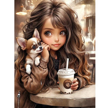 Load image into Gallery viewer, Little Girl Drinking Milk Tea 30*40CM(Canvas) Full Round Drill Diamond Painting
