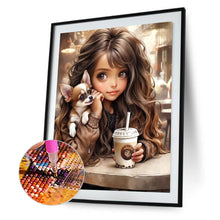 Load image into Gallery viewer, Little Girl Drinking Milk Tea 30*40CM(Canvas) Full Round Drill Diamond Painting
