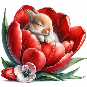 Budding Rabbit 30*30CM(Canvas) Full Round Drill Diamond Painting