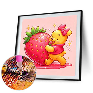 Winnie The Pooh And Strawberries 30*30CM(Canvas) Full Round Drill Diamond Painting