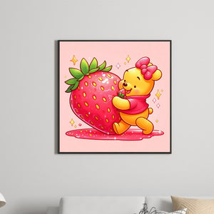 Winnie The Pooh And Strawberries 30*30CM(Canvas) Full Round Drill Diamond Painting