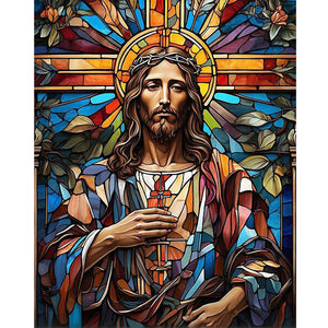 Jesus Glass Painting 40*50CM(Canvas) Full Round Drill Diamond Painting