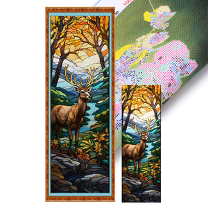 Glass Painting-Deer In The Forest - 30*80CM 11CT Stamped Cross Stitch