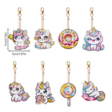 Load image into Gallery viewer, 8Pcs Double Side Animal Mermaid Full Drill Keyring Diamond Painting Art Keychain
