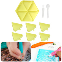 Load image into Gallery viewer, Large Capacity DIY Hexagonal Diamond Painting Tray Kit with Spoon Brush (Yellow)
