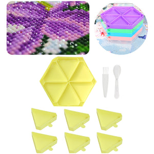Large Capacity DIY Hexagonal Diamond Painting Tray Kit with Spoon Brush (Yellow)