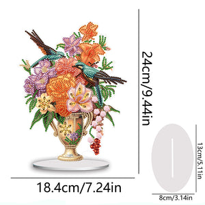 Acrylic Bird Flower Vase Desktop Diamond Painting Art Kits for Home Office Decor