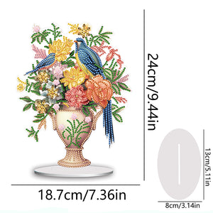 Acrylic Bird Flower Vase Desktop Diamond Painting Art Kits for Home Office Decor