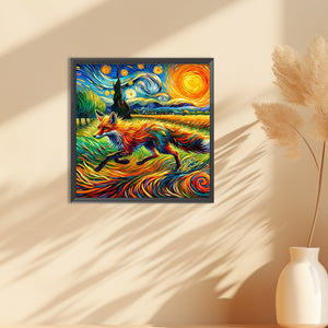 The Running Fox In Van Gogh'S Eyes 30*30CM(Canvas) Full Round Drill Diamond Painting