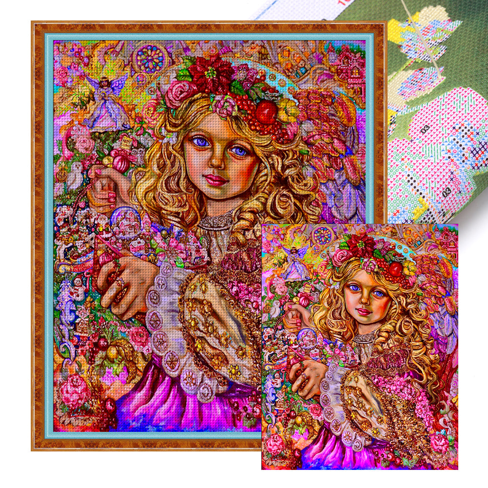 Classical Doll Girl - 50*60CM 11CT Stamped Cross Stitch