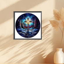 Load image into Gallery viewer, Cross Aurora Landscape Glass Painting 30*30CM(Canvas) Full Round Drill Diamond Painting
