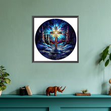 Load image into Gallery viewer, Cross Aurora Landscape Glass Painting 30*30CM(Canvas) Full Round Drill Diamond Painting
