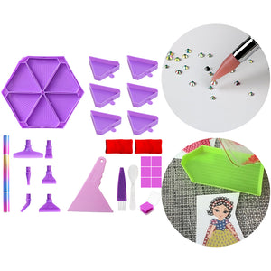 Diamond Painting Tool Accessory Tray Kit with Brush Spoon Glue Clays (Set 2)