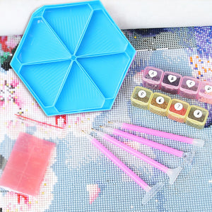 Diamond Painting Tool Accessory Tray Kit with Brush Spoon Pen Glue Clay (Set 1)