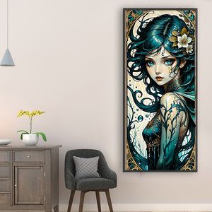 Green Hair Girl - 40*90CM 11CT Stamped Cross Stitch